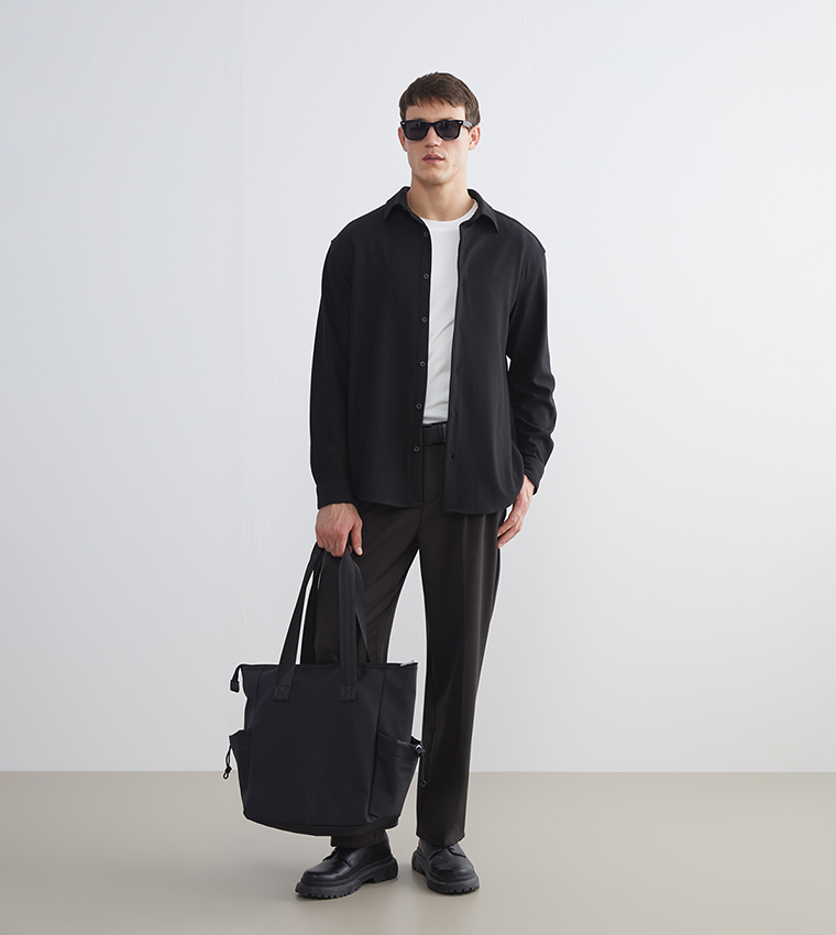 Textured Slim Fit Long Sleeves Shirt