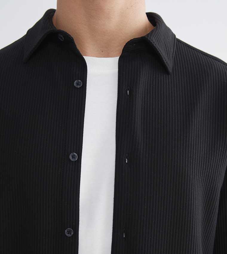 Textured Slim Fit Long Sleeves Shirt