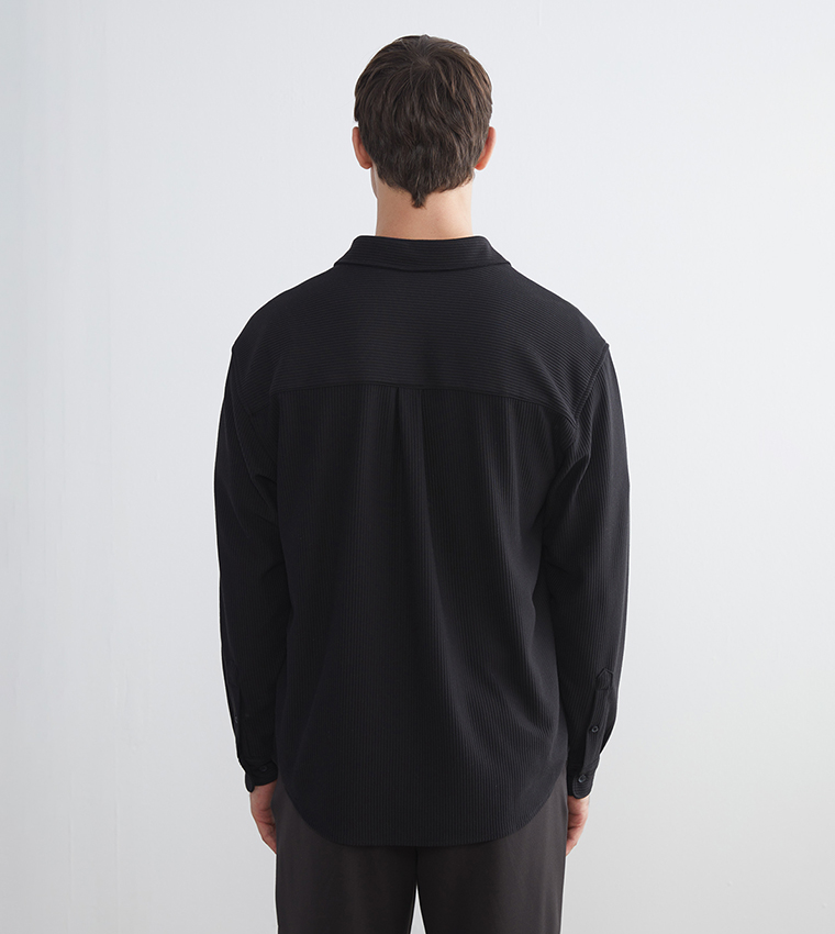 Textured Slim Fit Long Sleeves Shirt