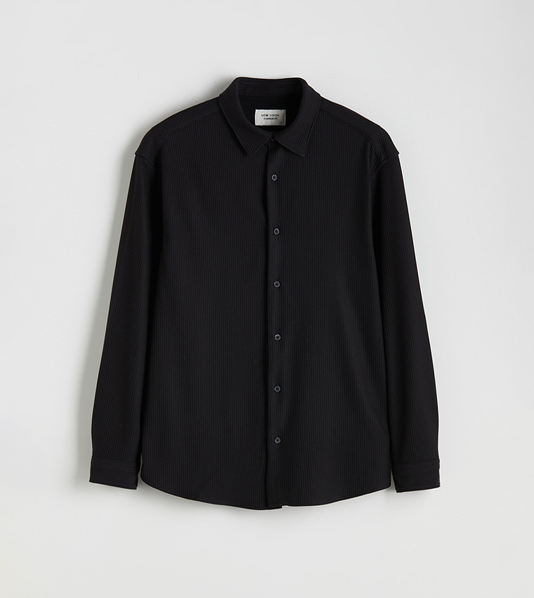 Textured Slim Fit Long Sleeves Shirt
