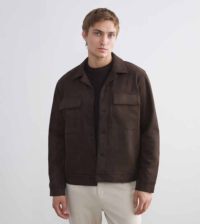 جاكيت شامواه رجالي بقصة مستقيمة