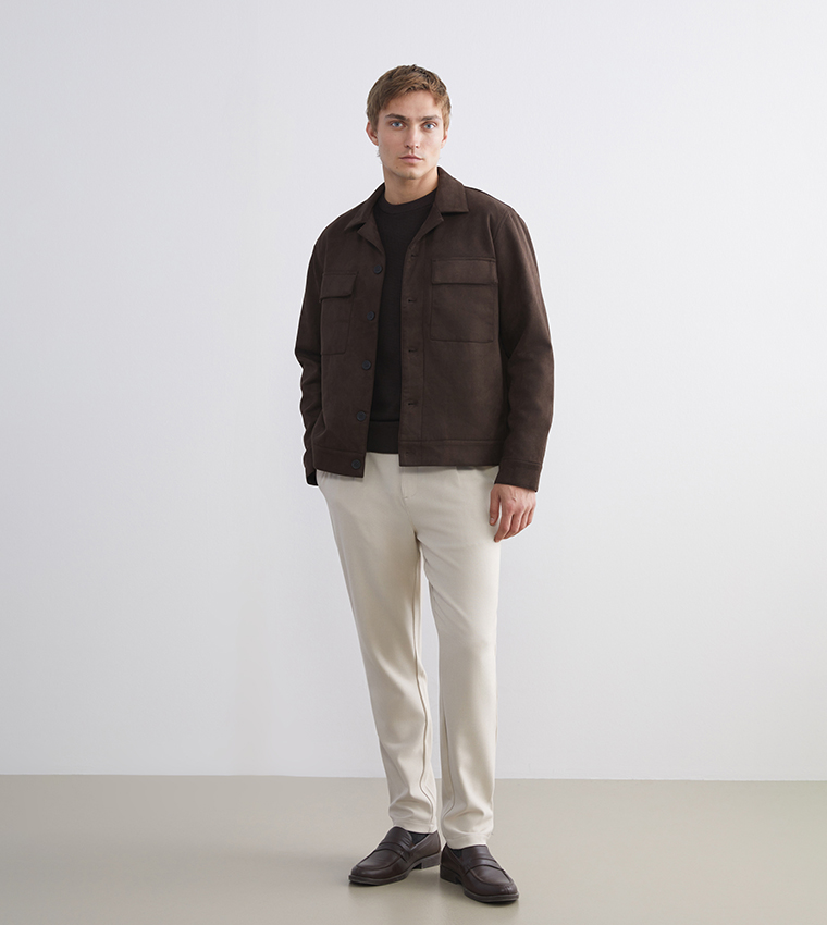 جاكيت شامواه رجالي بقصة مستقيمة