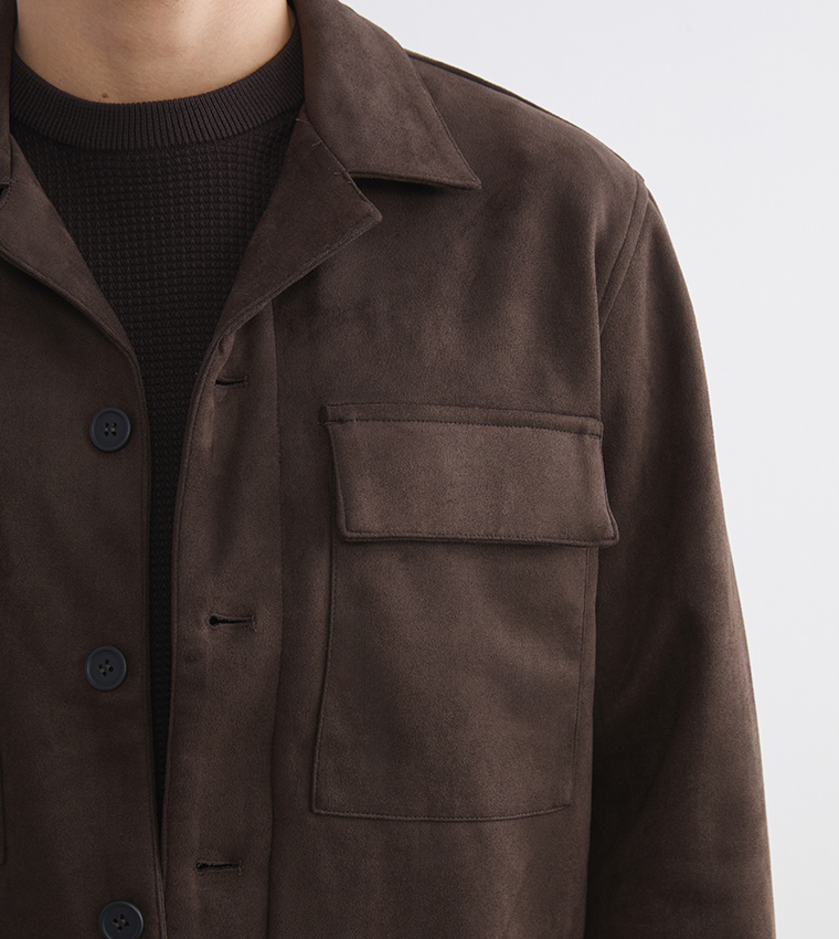 جاكيت شامواه رجالي بقصة مستقيمة