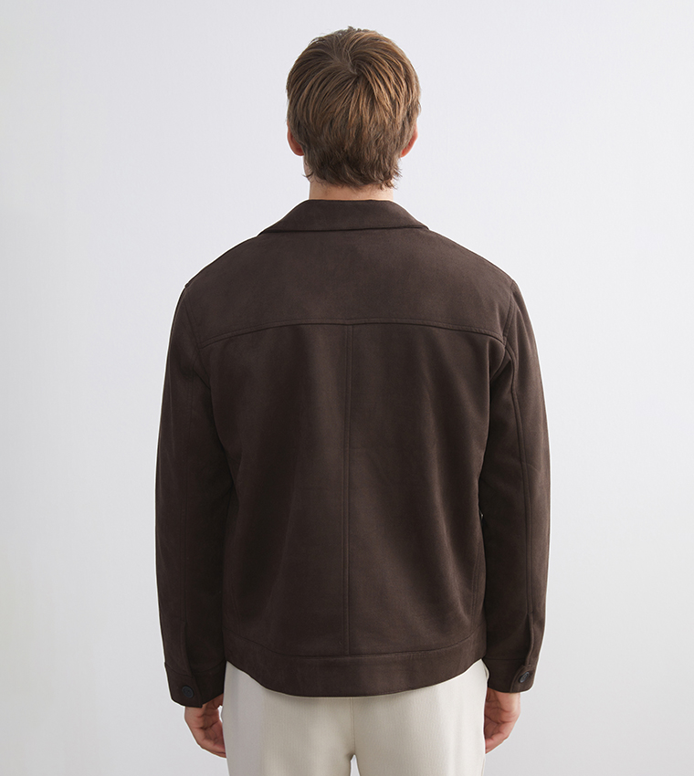 جاكيت شامواه رجالي بقصة مستقيمة