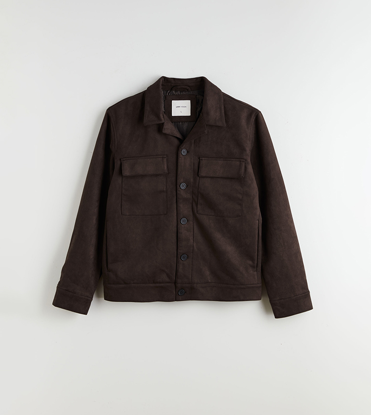 جاكيت شامواه رجالي بقصة مستقيمة