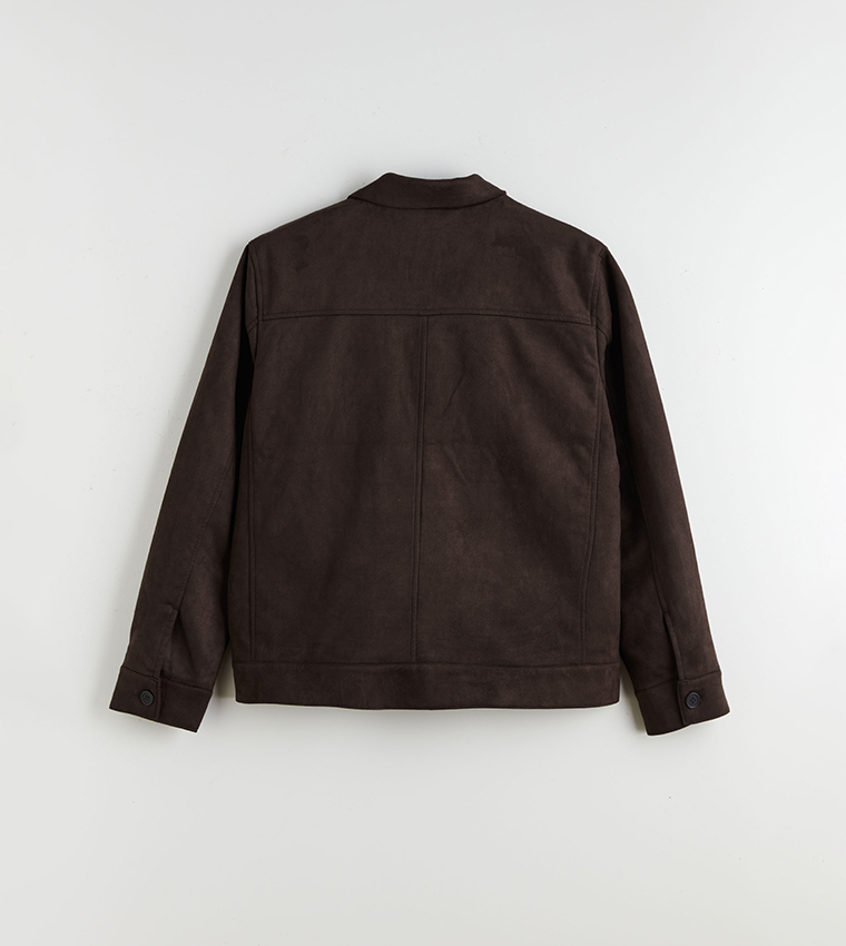 جاكيت شامواه رجالي بقصة مستقيمة