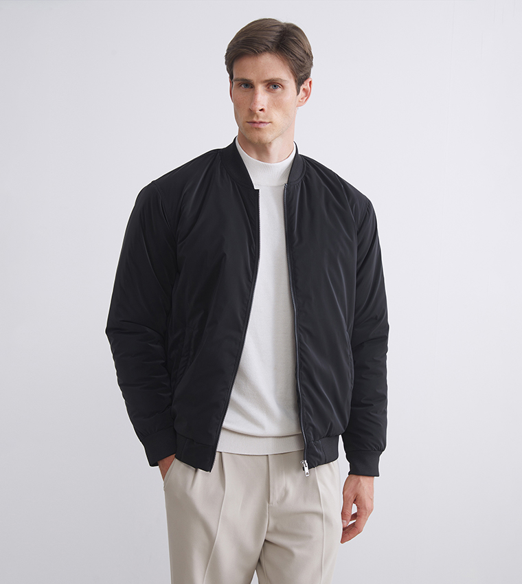 Solid Standard Fit College Collar Jacket
