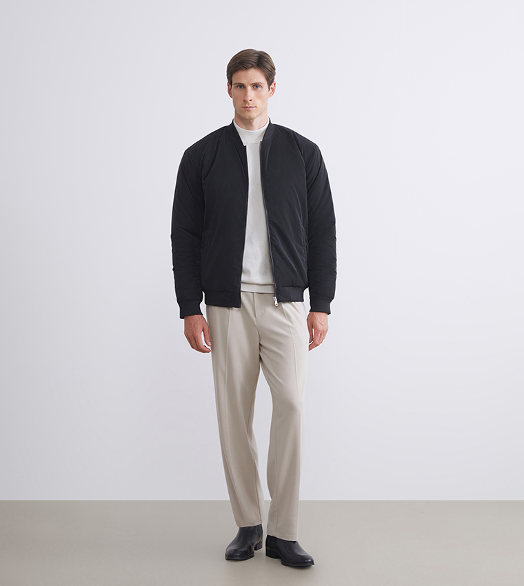 Solid Standard Fit College Collar Jacket