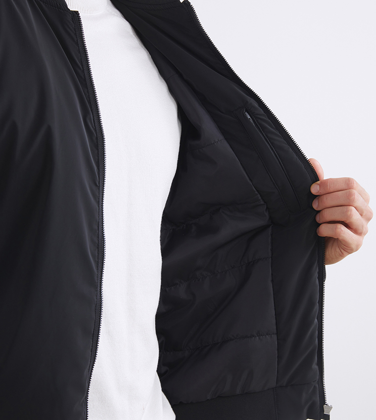 Solid Standard Fit College Collar Jacket