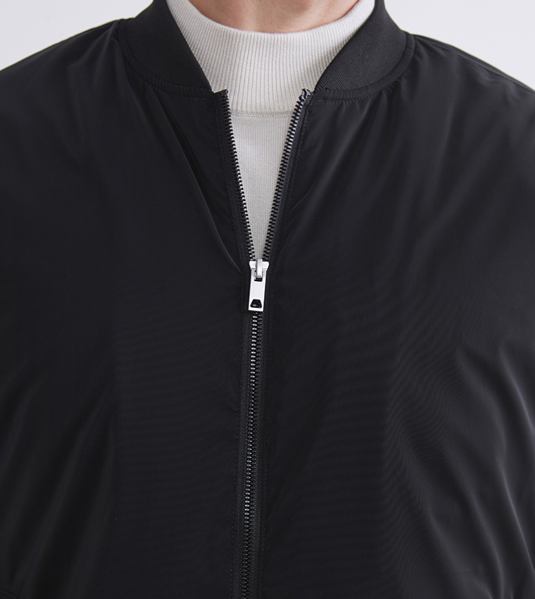 Solid Standard Fit College Collar Jacket