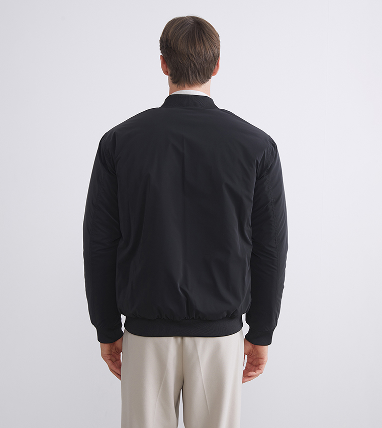 Solid Standard Fit College Collar Jacket