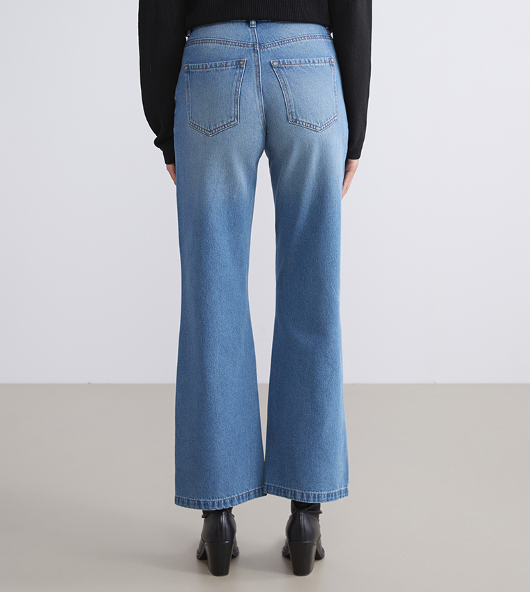 Washed High Rise Wide Leg Jeans