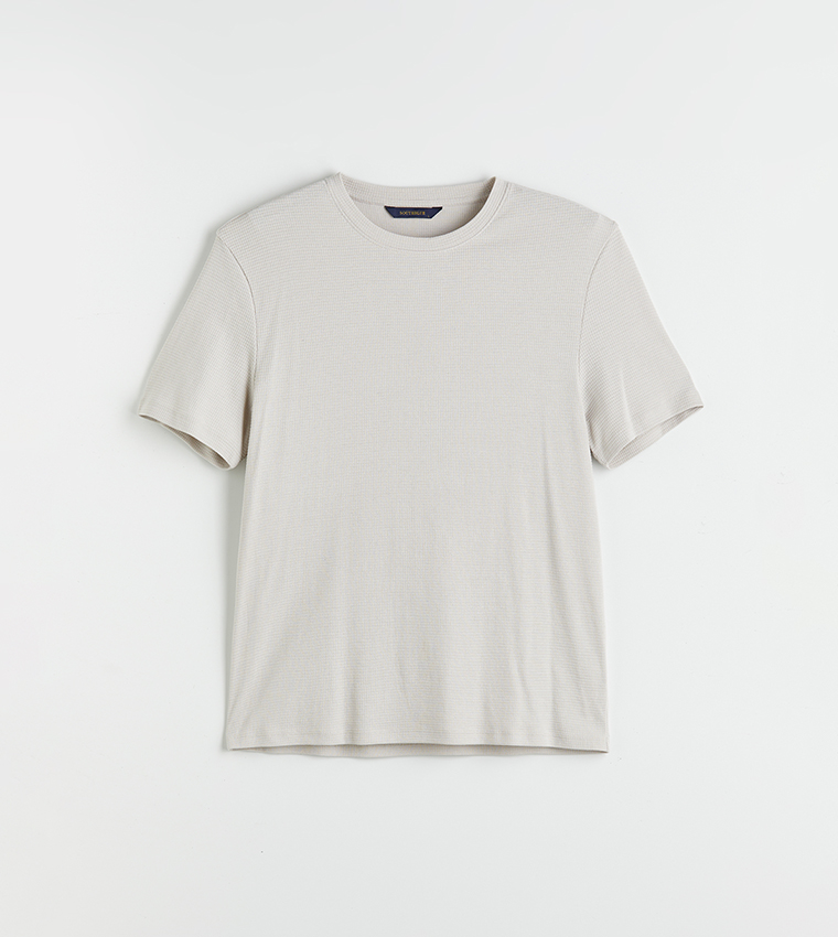 Textured Short Sleeves Casual T-Shirt
