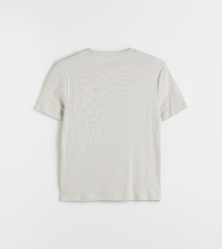 Textured Short Sleeves Casual T-Shirt