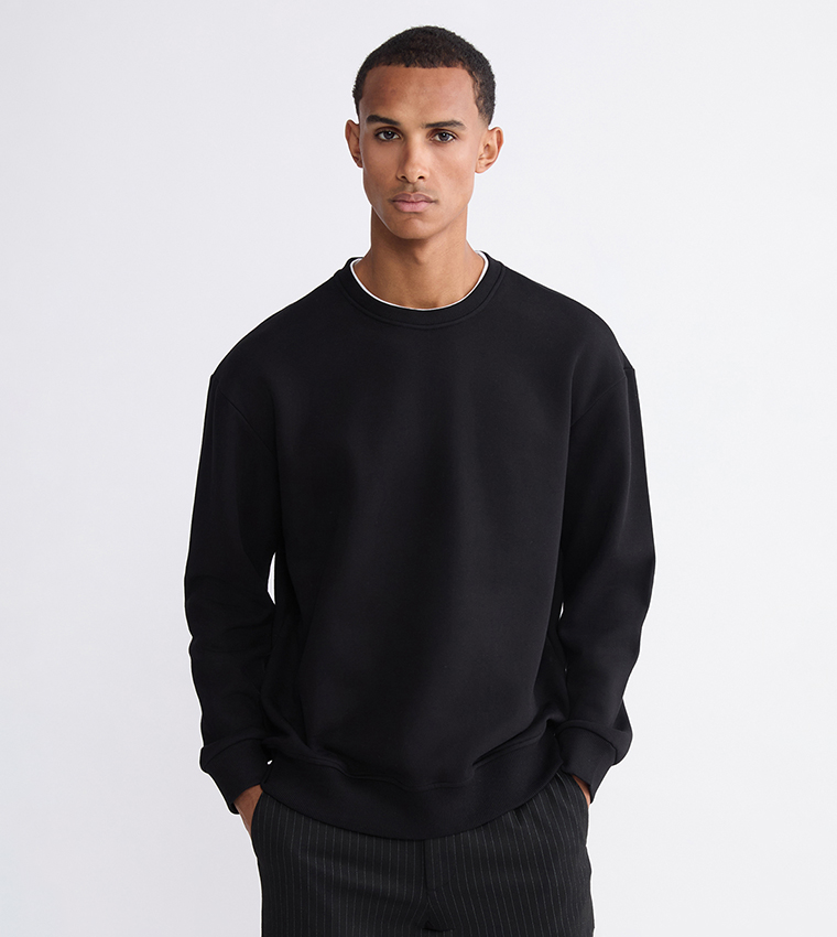 Solid Crew Neck Sweatshirt