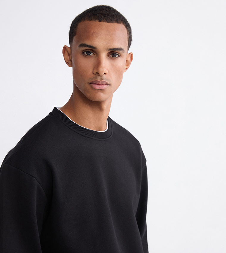 Solid Crew Neck Sweatshirt