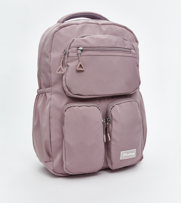 Badge Detail Zippered Backpack