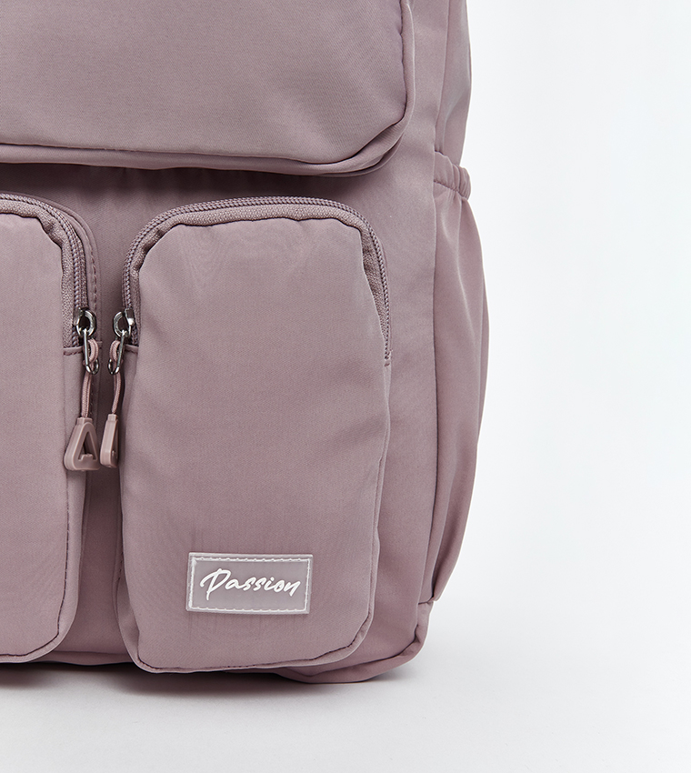 Badge Detail Zippered Backpack