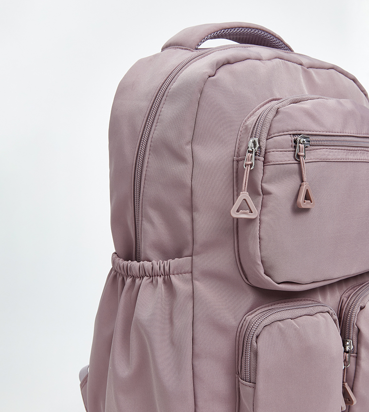 Badge Detail Zippered Backpack