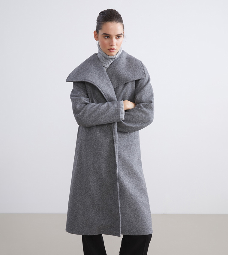 Solid Double Breasted Cachet Overcoat
