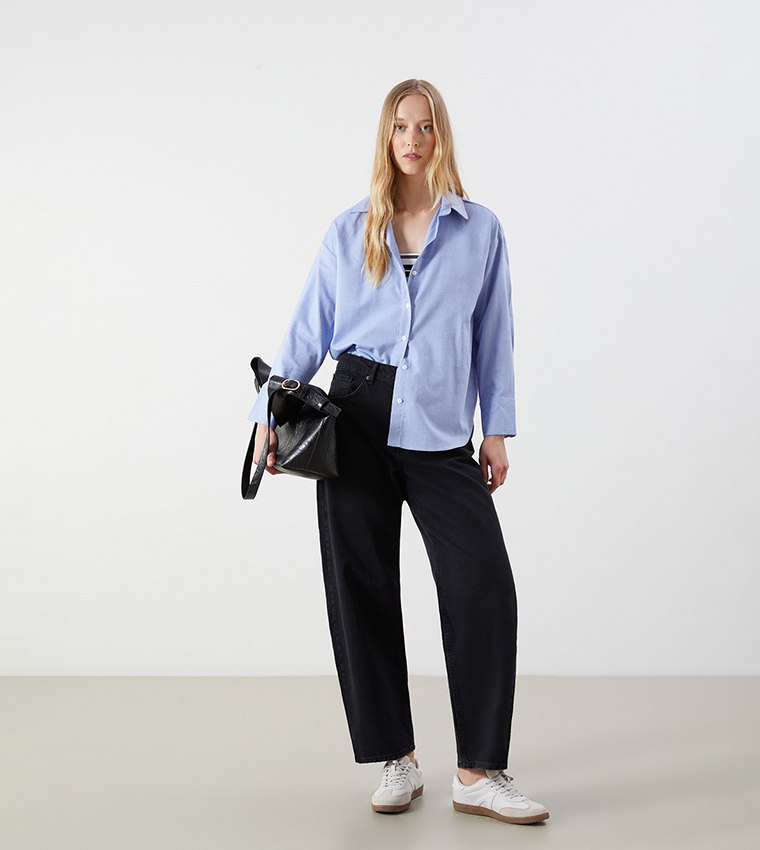 Striped Long Sleeves Oversized Shirt