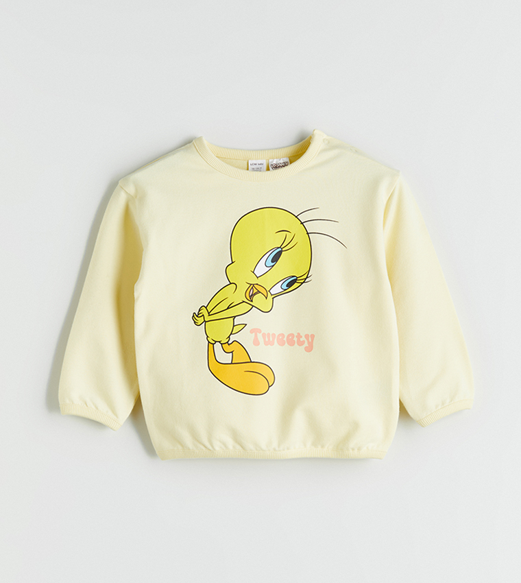 Tweety Printed Crew Neck Sweatshirt and Joggers Set