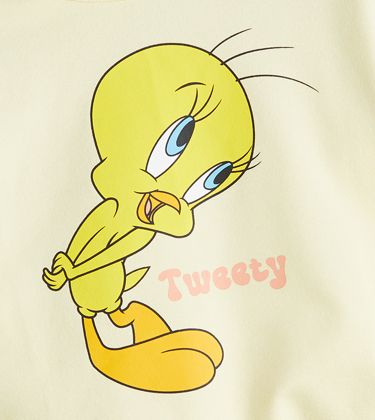 Tweety Printed Crew Neck Sweatshirt and Joggers Set