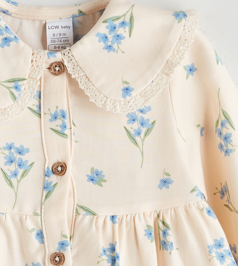 فستان منسوج بطبعة وكسرات 