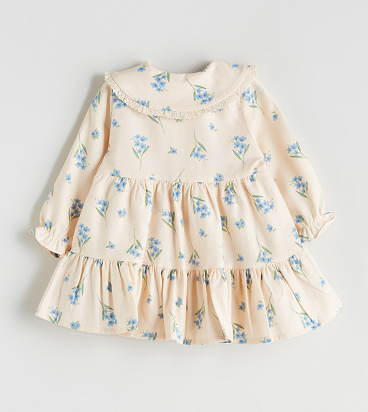 فستان منسوج بطبعة وكسرات 