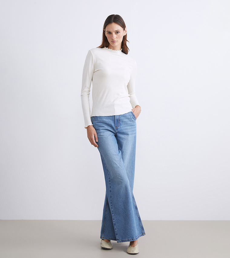 Washed High Waist Wide Leg Jeans