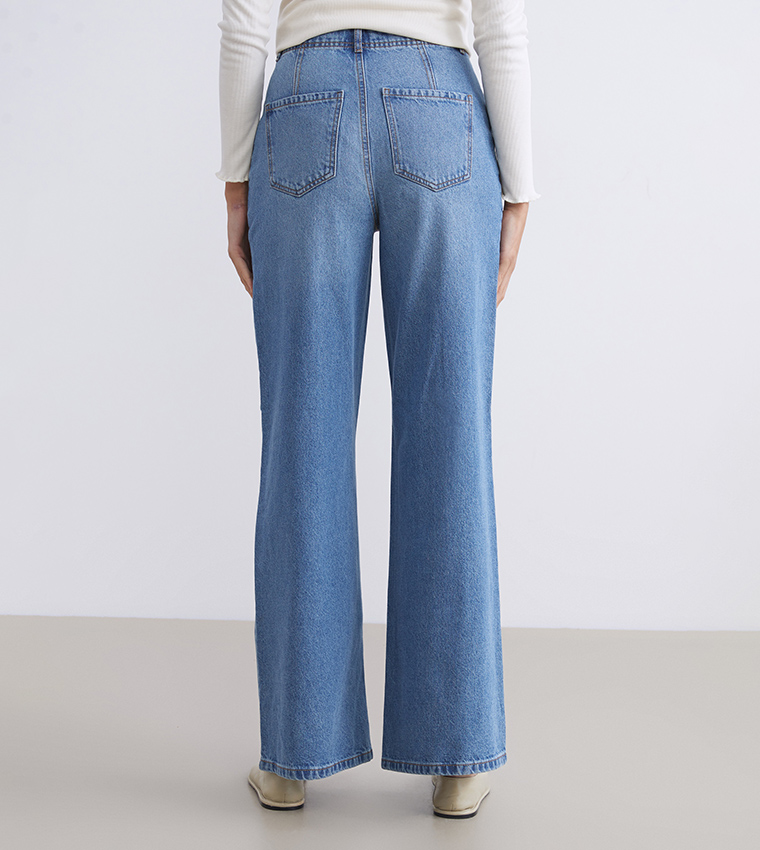 Washed High Waist Wide Leg Jeans