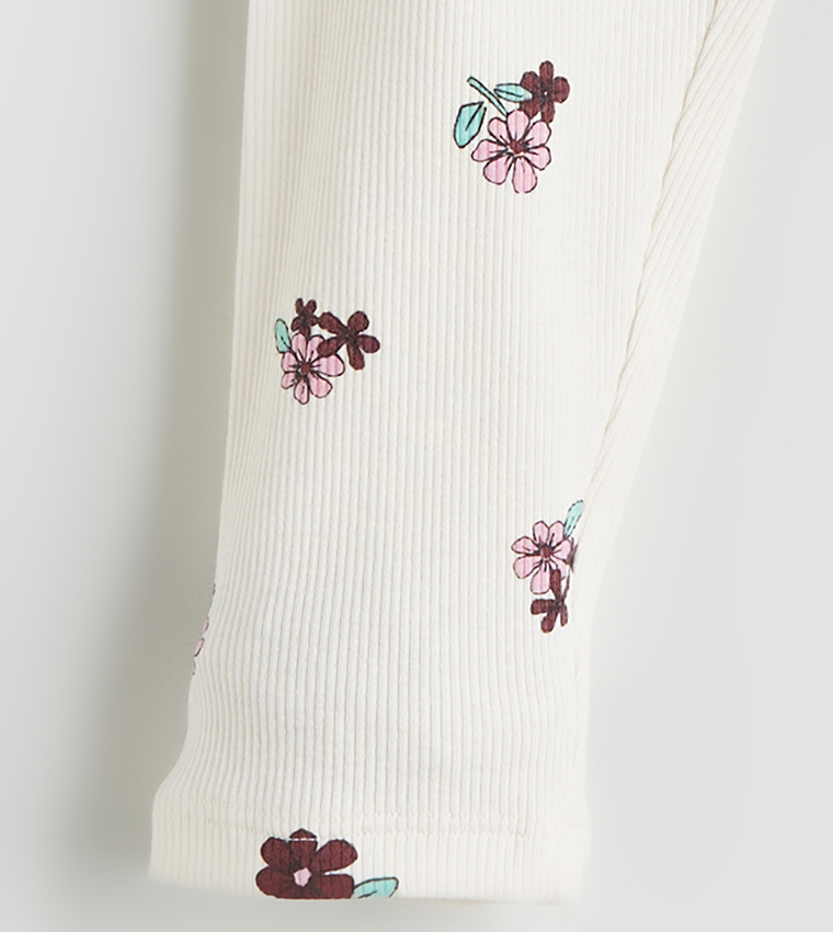 Floral Elastic Waistband Leggings