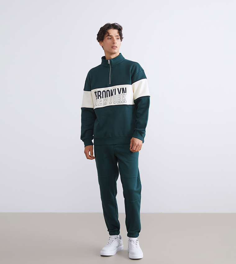 Color Block High Neck Sweatshirt