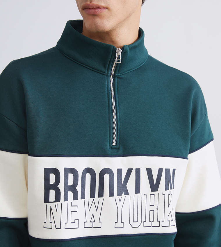 Color Block High Neck Sweatshirt