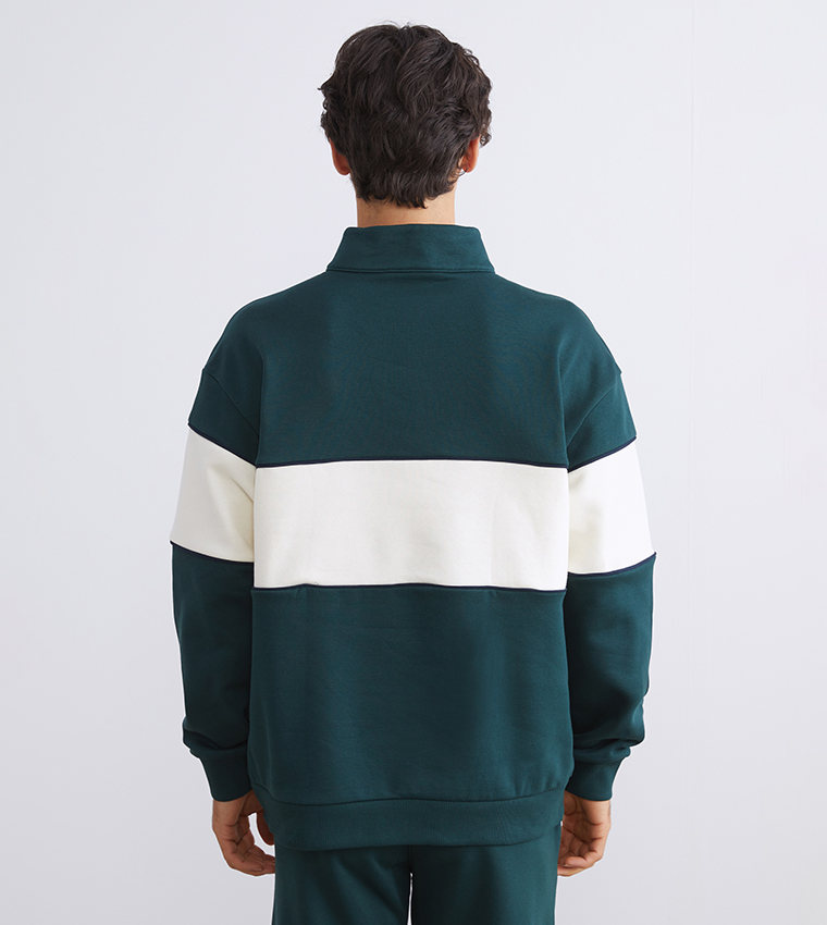 Color Block High Neck Sweatshirt