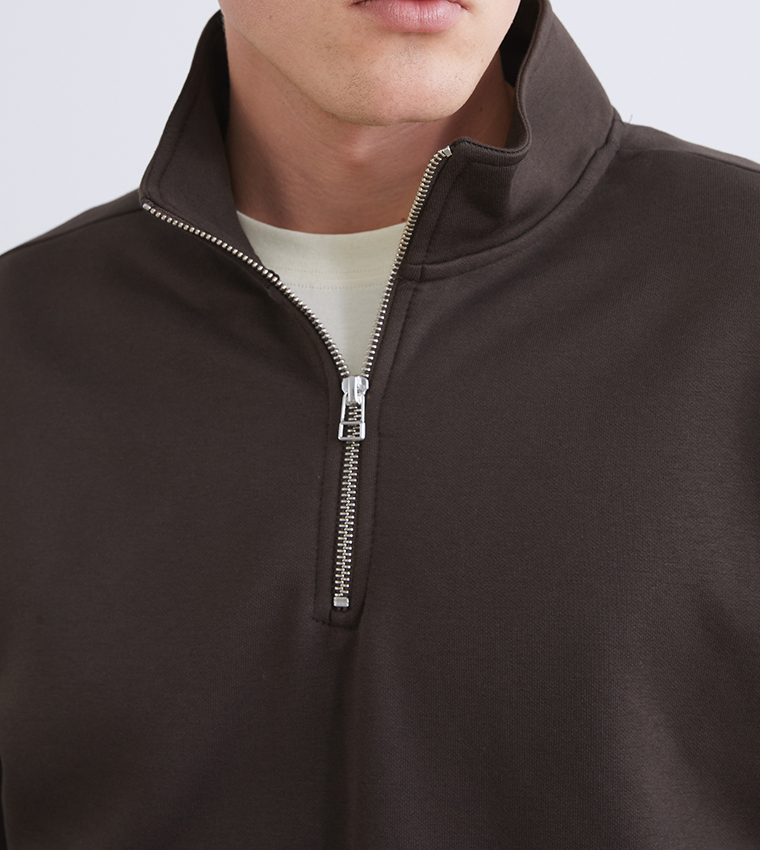 Half-Zipper High Neck Sweatshirt