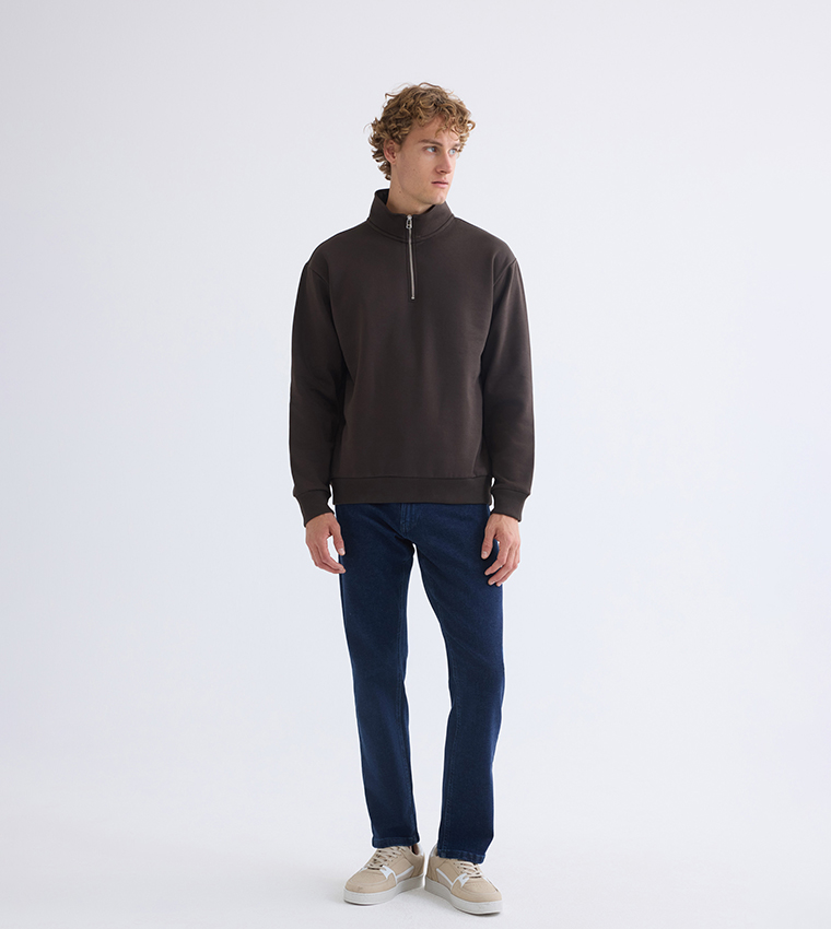 Half-Zipper High Neck Sweatshirt