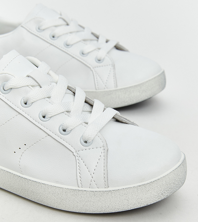Faux Leather Lace Up Sneakers