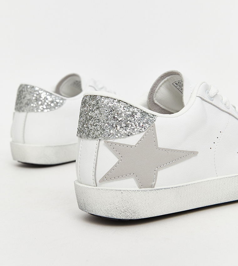 Faux Leather Lace Up Sneakers