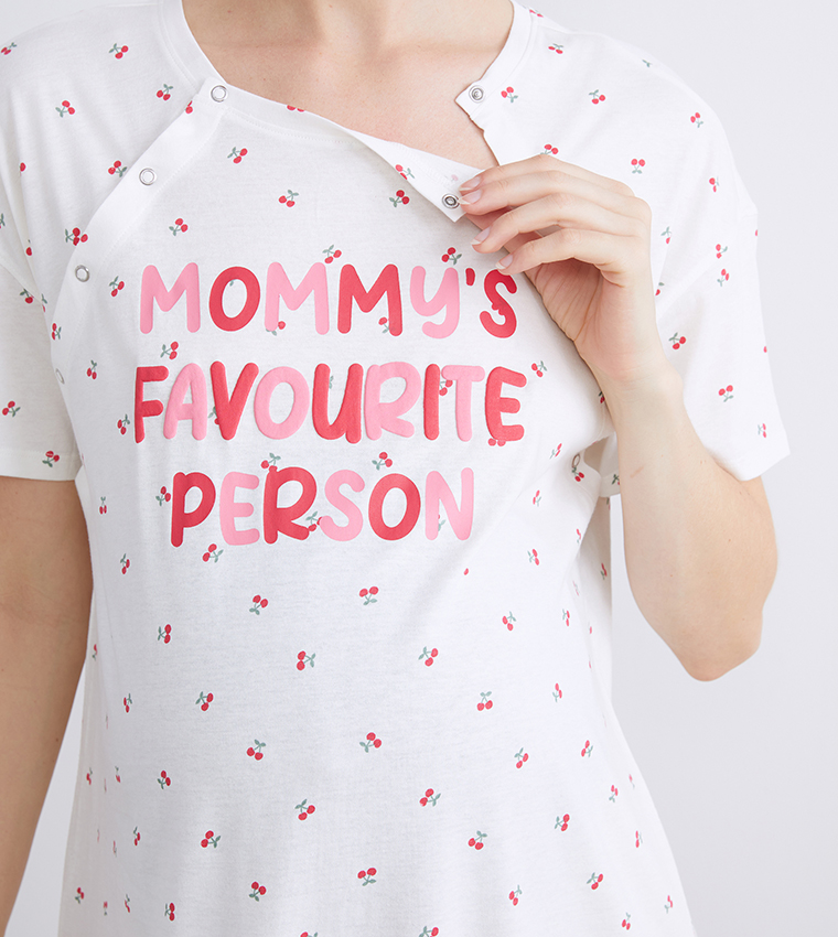 Printed Short Sleeves Maternity Nightdress