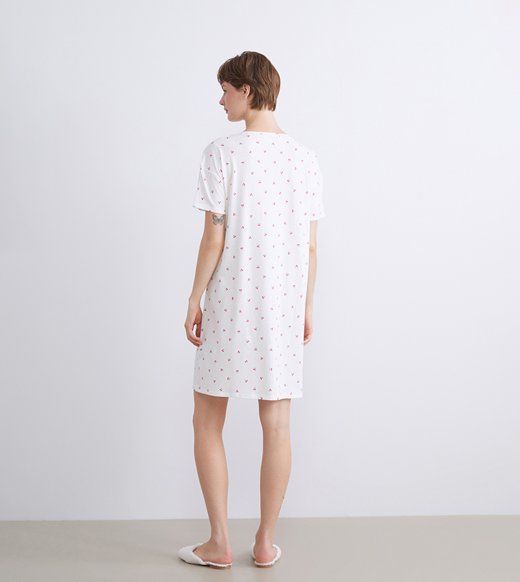 Printed Short Sleeves Maternity Nightdress