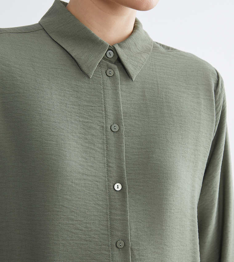 Textured Long Sleeves Tunic Shirt