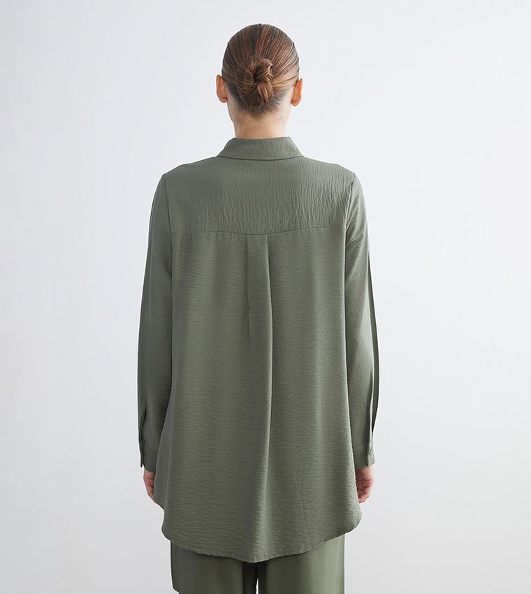 Textured Long Sleeves Tunic Shirt
