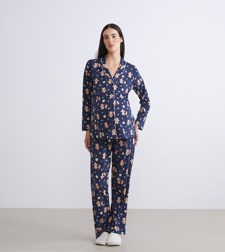 Maternity Printed Long Sleeves Pyjama Set