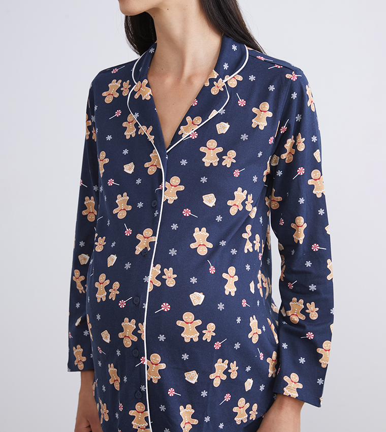 Maternity Printed Long Sleeves Pyjama Set