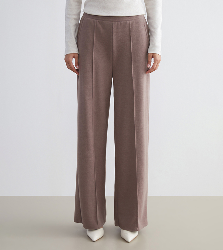 Elastic Waist Wide Leg Trousers