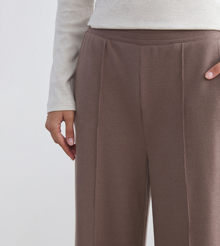 Elastic Waist Wide Leg Trousers