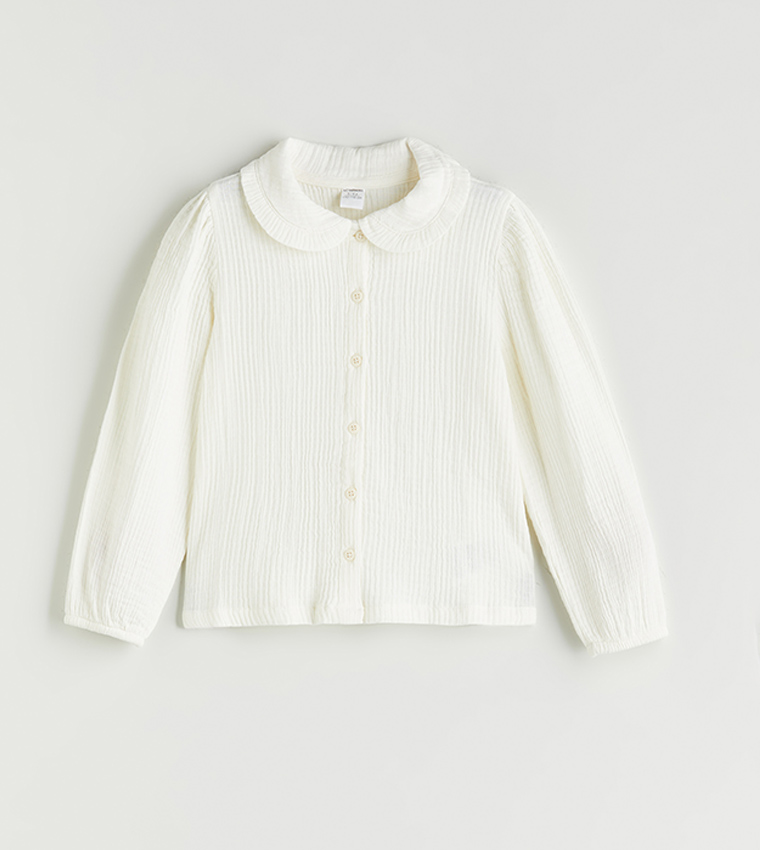 Textured Peter Pan Collar Shirt