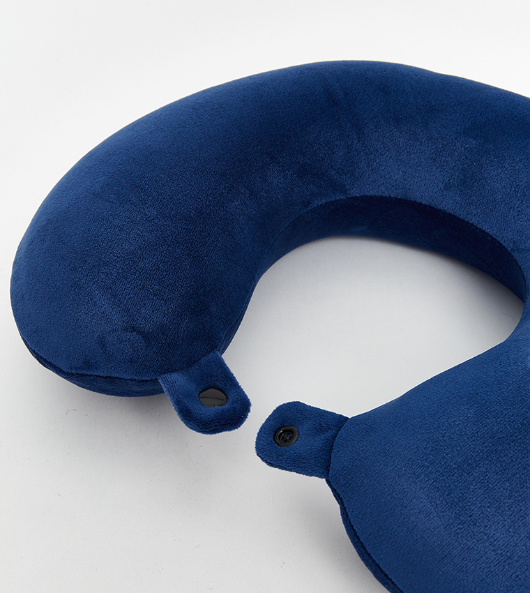 Solid Snap Button Closure Neck Pillow
