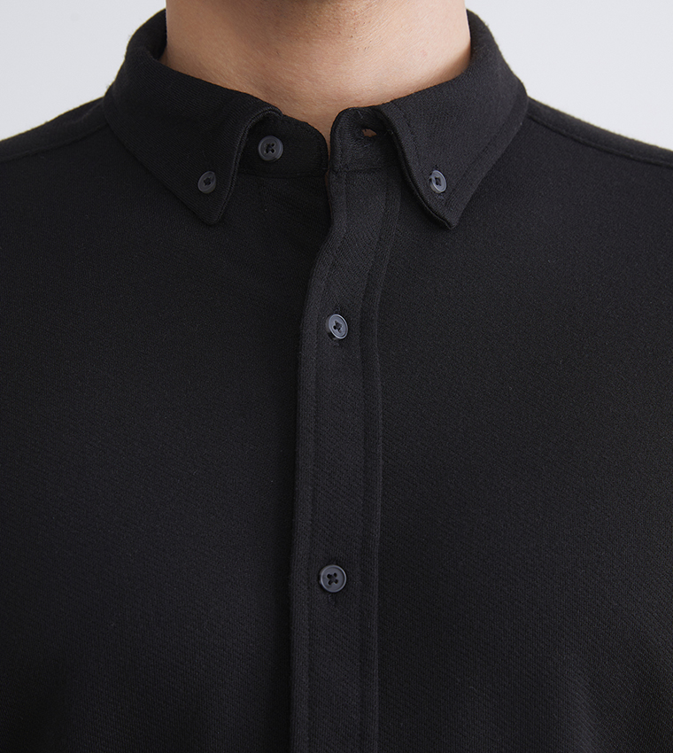 قميص رجالي كاجوال سادة كم طويل